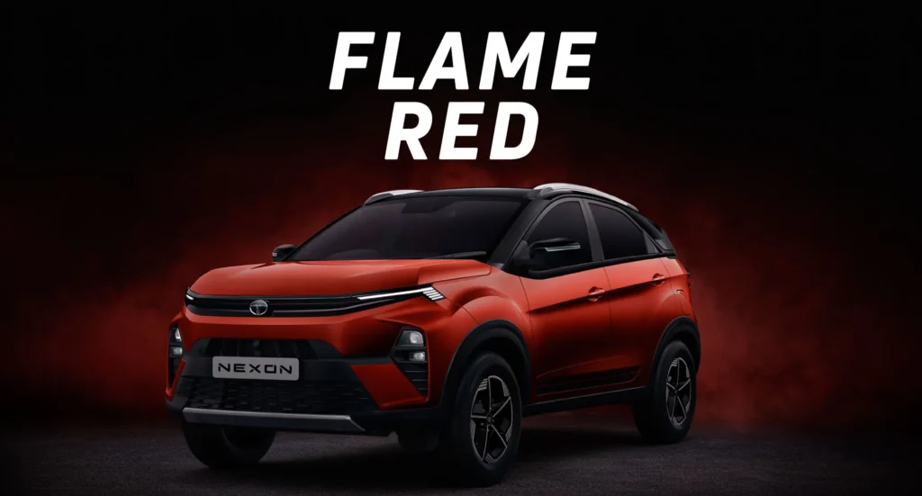 Tata Nexon EV facelift flame-red-d-color